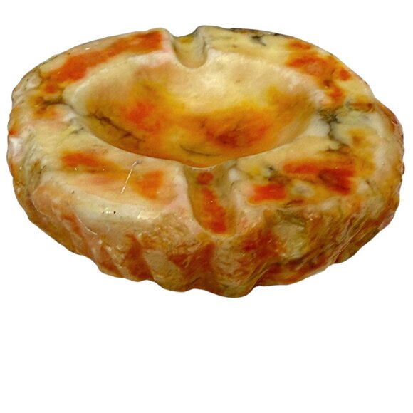 Vintage Orange Alabaster Ashtray / Cigar Rest Made in Italy 1970s ABF Tobacciana - Picture 6 of 9